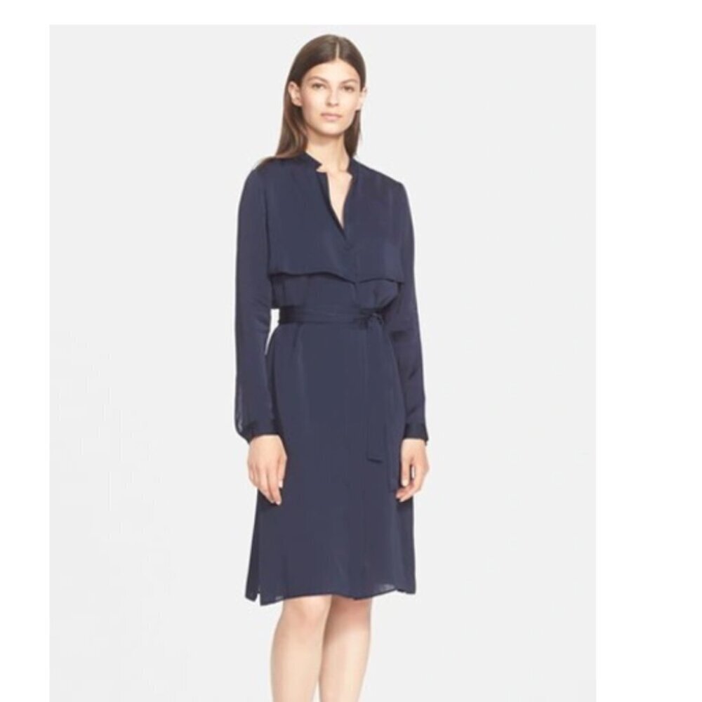 AYR -The Silk  Navy Blue Tench Style - Dress MISSING BELT